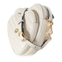 Mystic White Matelasse Calfskin Diagonal Mini Interlocking G Heart Bag