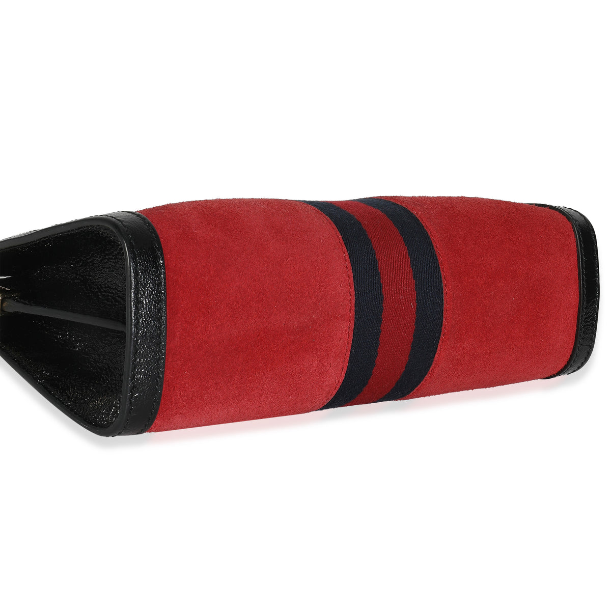 Hibiscus Red Suede Patent Web Small Ophidia Chain Shoulder Bag