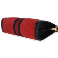 Hibiscus Red Suede Patent Web Small Ophidia Chain Shoulder Bag