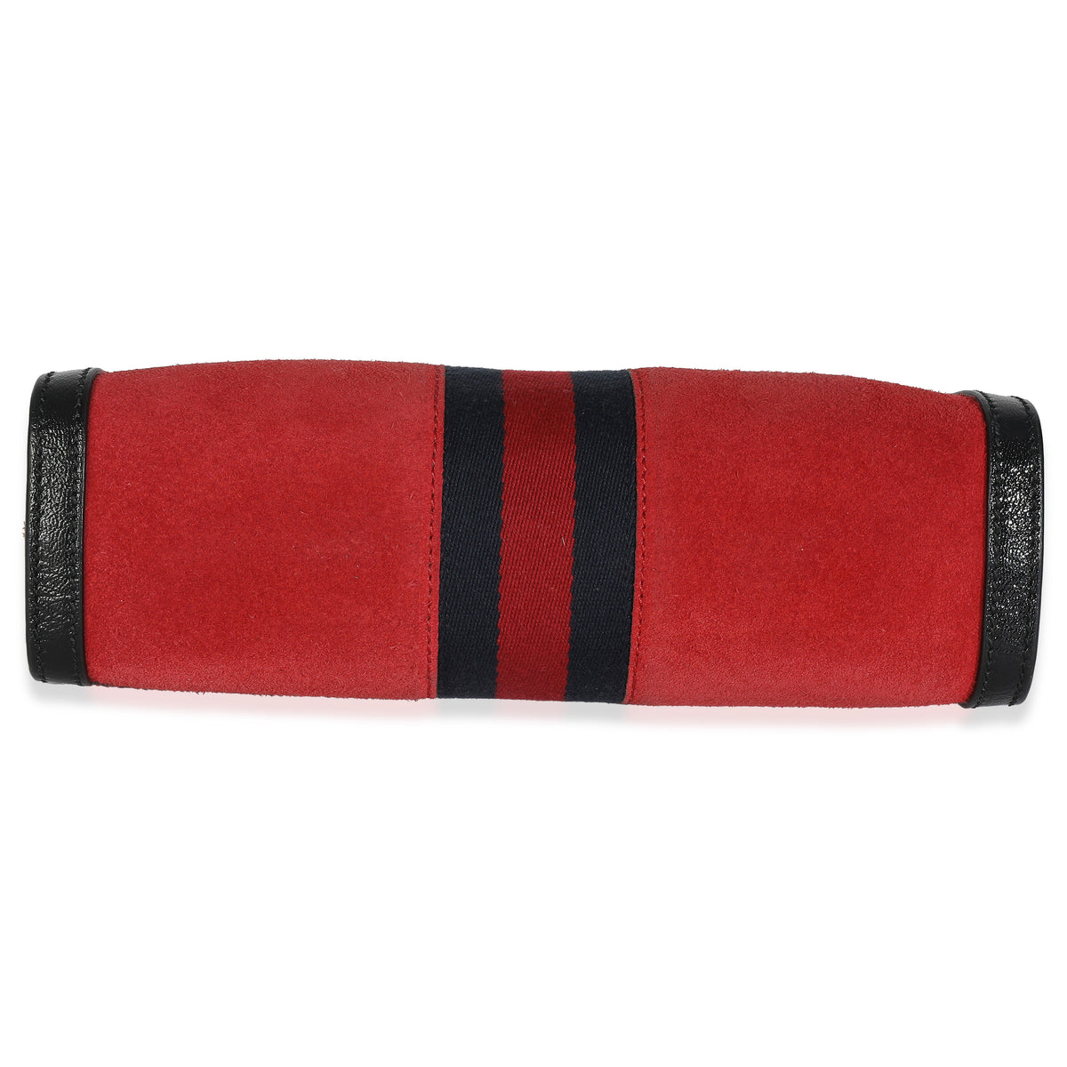 Hibiscus Red Suede Patent Web Small Ophidia Chain Shoulder Bag