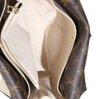 Cream Grained Calfskin Monogram Canvas Double V Tote