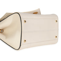 Cream Grained Calfskin Monogram Canvas Double V Tote