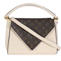 Cream Grained Calfskin Monogram Canvas Double V Tote