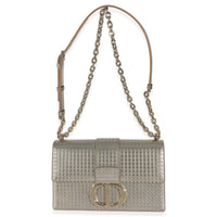 Silver Micro Cannage Metallic Patent 30 Montaigne Flap Bag