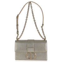 Silver Micro Cannage Metallic Patent 30 Montaigne Flap Bag