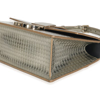 Silver Micro Cannage Metallic Patent 30 Montaigne Flap Bag