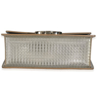 Silver Micro Cannage Metallic Patent 30 Montaigne Flap Bag