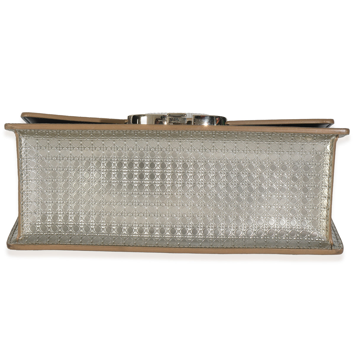 Silver Micro Cannage Metallic Patent 30 Montaigne Flap Bag