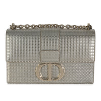 Silver Micro Cannage Metallic Patent 30 Montaigne Flap Bag