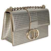 Silver Micro Cannage Metallic Patent 30 Montaigne Flap Bag