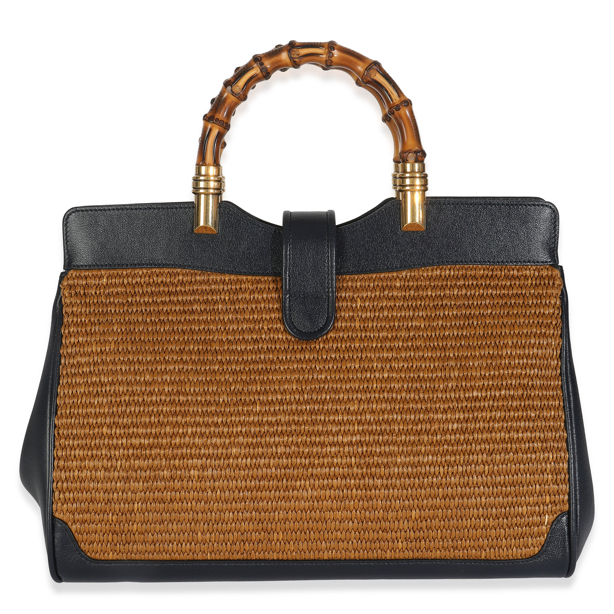 Dark Natural Blue Straw Lux New Sakai Calfskin Lux Medium Dahlia Bamboo Ba