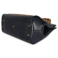 Dark Natural Blue Straw Lux New Sakai Calfskin Lux Medium Dahlia Bamboo Ba