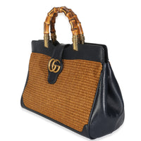 Dark Natural Blue Straw Lux New Sakai Calfskin Lux Medium Dahlia Bamboo Ba