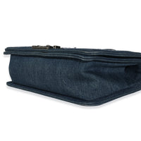 Chanel Blue Multicolor Denim Quilted Tweed Old Medium Boy Bag Handbag clasp