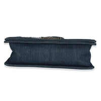 Chanel Blue Multicolor Denim Quilted Tweed Old Medium Boy Bag Handbag stamp