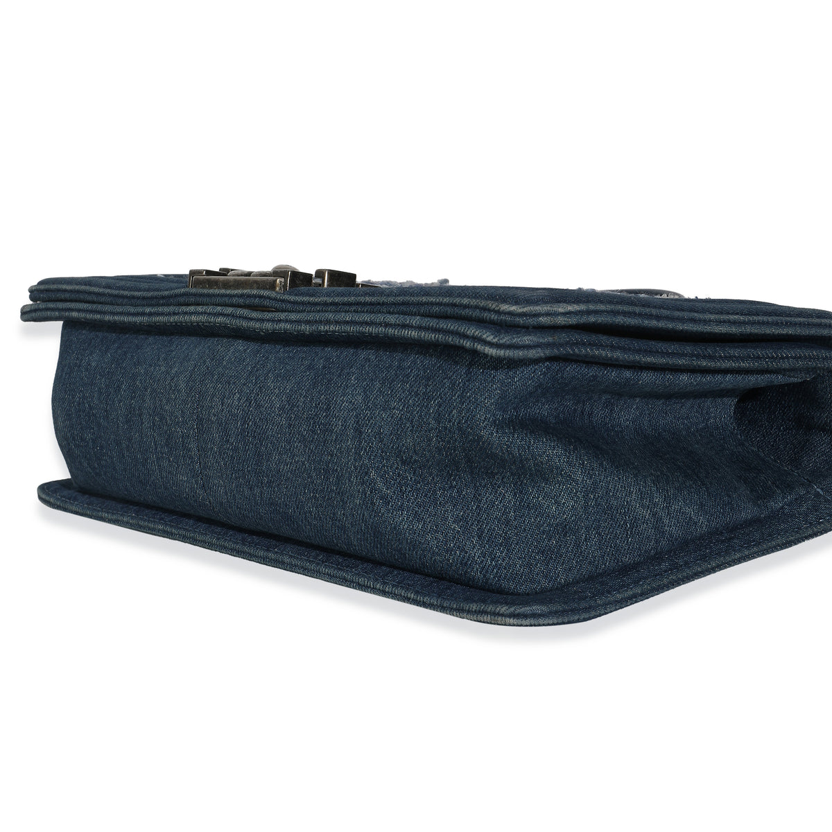 Blue Multicolor Denim Quilted Tweed Old Medium Boy Bag