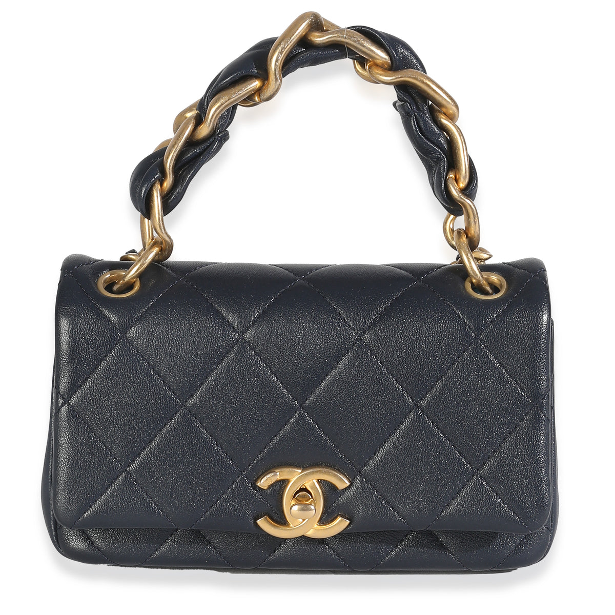 Navy Blue Quilted Lambskin Mini Chain Is More Flap Bag