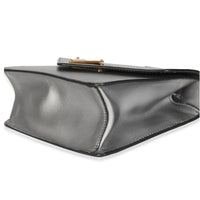 Silver Saffiano Soft Calfskin Metal Triangle Logo Envelope Chain Bag