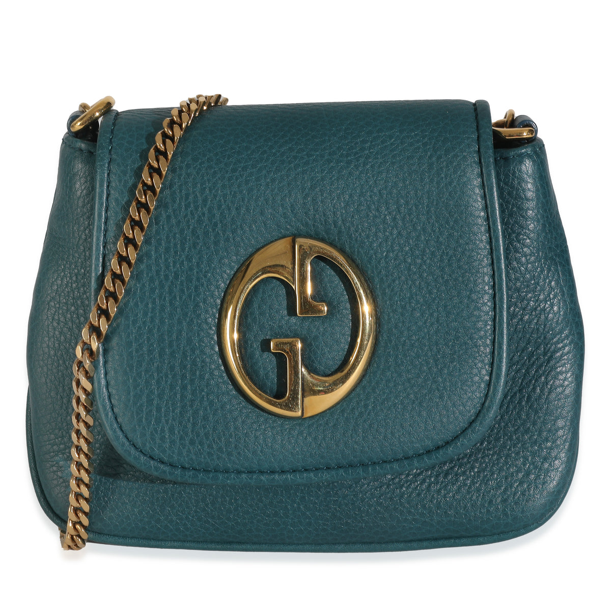 Teal Pebbled Leather Small 1973 Chain Shoulder Bag