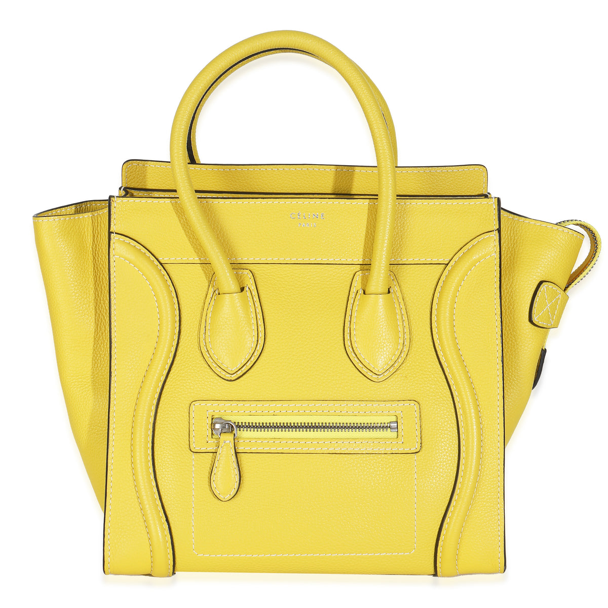 Citron Drummed Calfskin Micro Luggage Tote