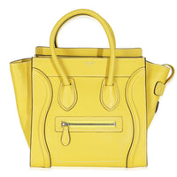 Citron Drummed Calfskin Micro Luggage Tote
