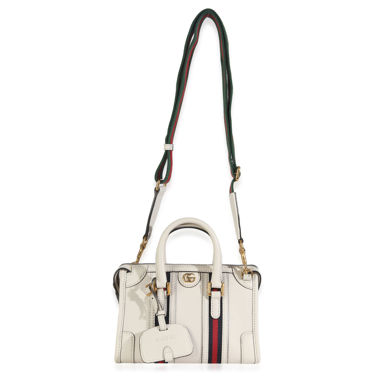 Mystic White Koi Calfskin Small Bauletto Duffle Top Handle Bag