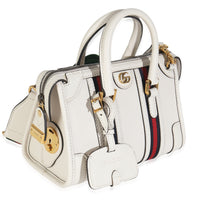 Mystic White Koi Calfskin Small Bauletto Duffle Top Handle Bag