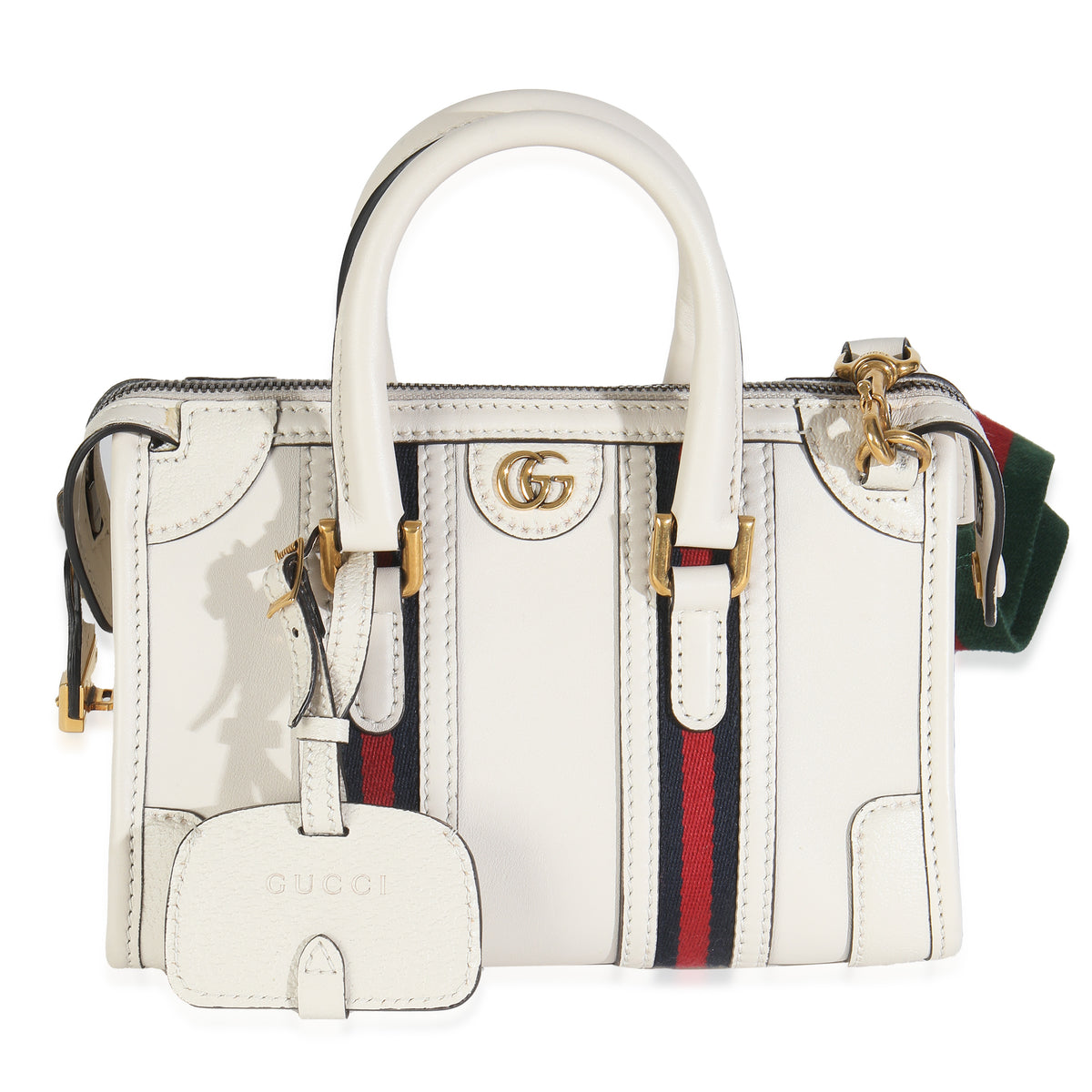 Mystic White Koi Calfskin Small Bauletto Duffle Top Handle Bag