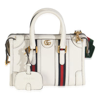 Mystic White Koi Calfskin Small Bauletto Duffle Top Handle Bag
