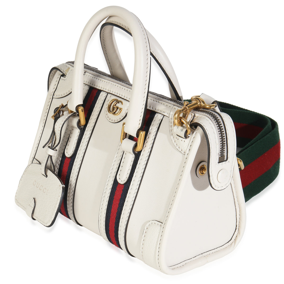 Mystic White Koi Calfskin Small Bauletto Duffle Top Handle Bag