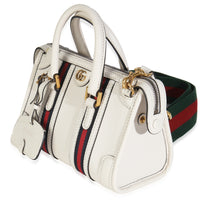 Mystic White Koi Calfskin Small Bauletto Duffle Top Handle Bag