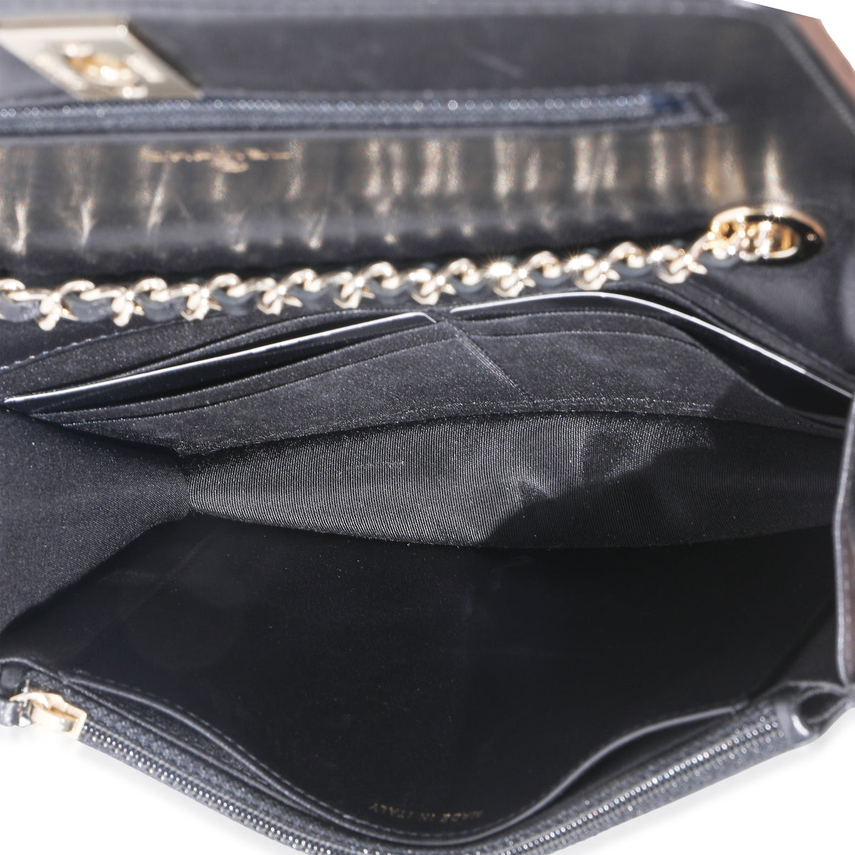 Black Quilted Lambskin Trendy Wallet On Chain