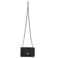 Black Quilted Lambskin Trendy Wallet On Chain