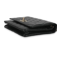 Black Quilted Lambskin Trendy Wallet On Chain