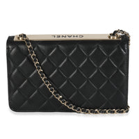 Black Quilted Lambskin Trendy Wallet On Chain