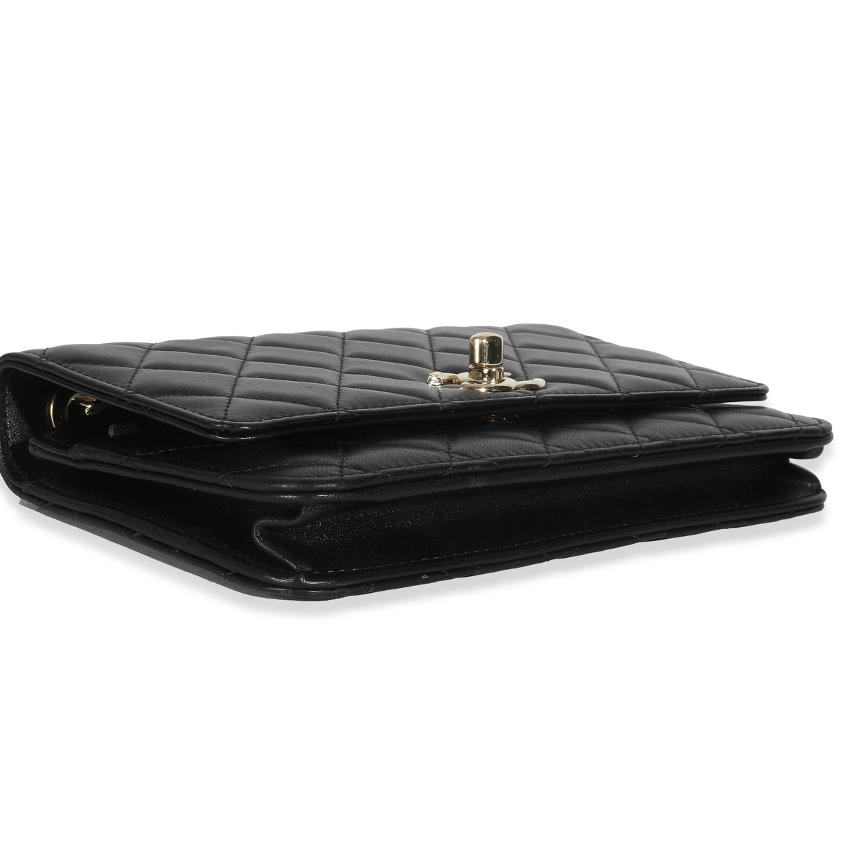 Black Quilted Lambskin Trendy Wallet On Chain