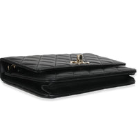 Black Quilted Lambskin Trendy Wallet On Chain