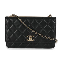 Black Quilted Lambskin Trendy Wallet On Chain