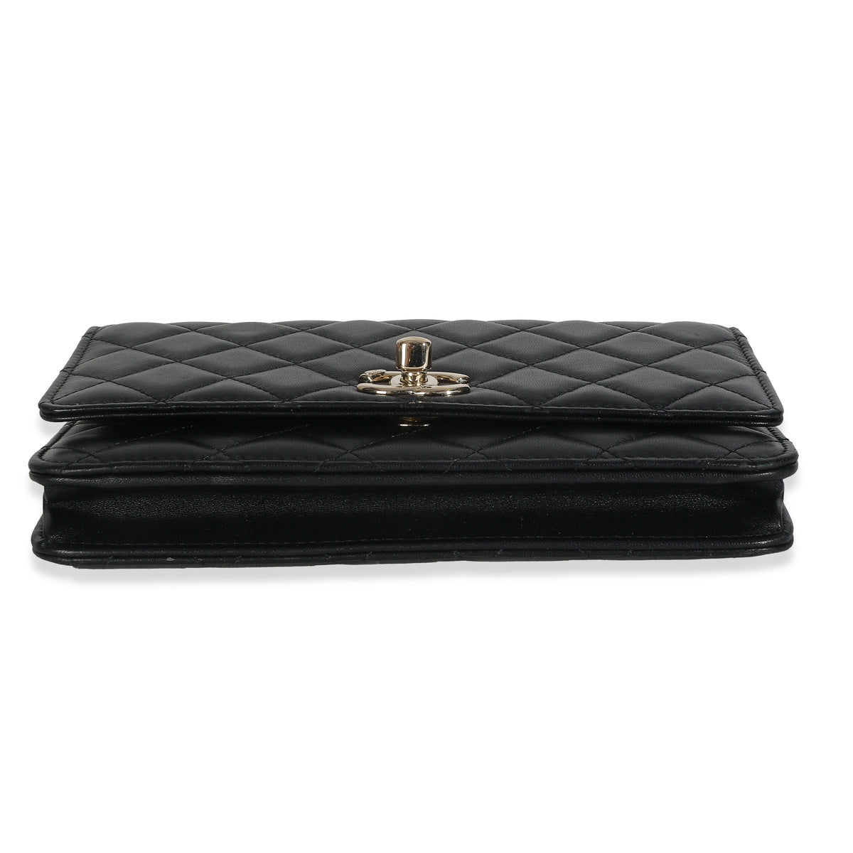 Black Quilted Lambskin Trendy Wallet On Chain