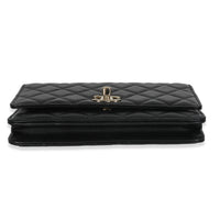 Black Quilted Lambskin Trendy Wallet On Chain
