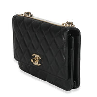 Black Quilted Lambskin Trendy Wallet On Chain