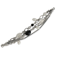 Sterling Silver Pearl and Onyx Multistrand Bracelet