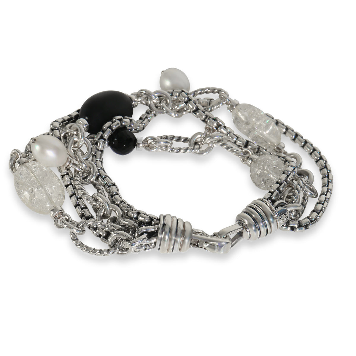 Sterling Silver Pearl and Onyx Multistrand Bracelet