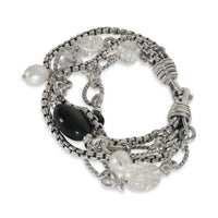 Sterling Silver Pearl and Onyx Multistrand Bracelet