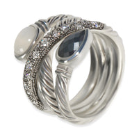 Sterling Silver Hematite and Diamond Grisaille Crossover Ring