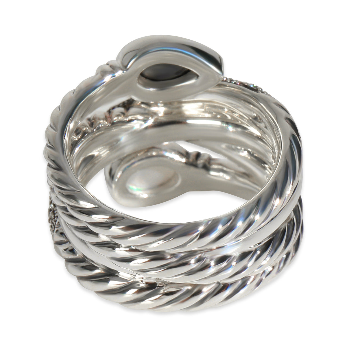 Sterling Silver Hematite and Diamond Grisaille Crossover Ring