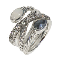 Sterling Silver Hematite and Diamond Grisaille Crossover Ring