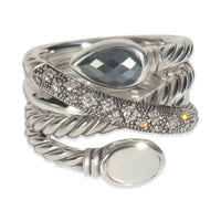 Sterling Silver Hematite and Diamond Grisaille Crossover Ring