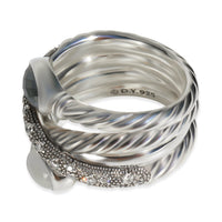 Sterling Silver Hematite and Diamond Grisaille Crossover Ring