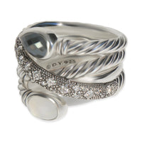 Sterling Silver Hematite and Diamond Grisaille Crossover Ring